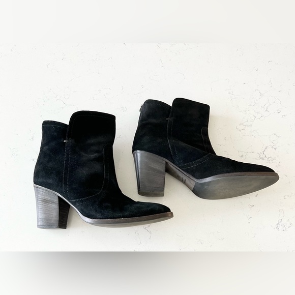 AUQUATALIA Suede Cold Weather Lined Waterproof Stack Heeled Booties - Picture 1 of 9
